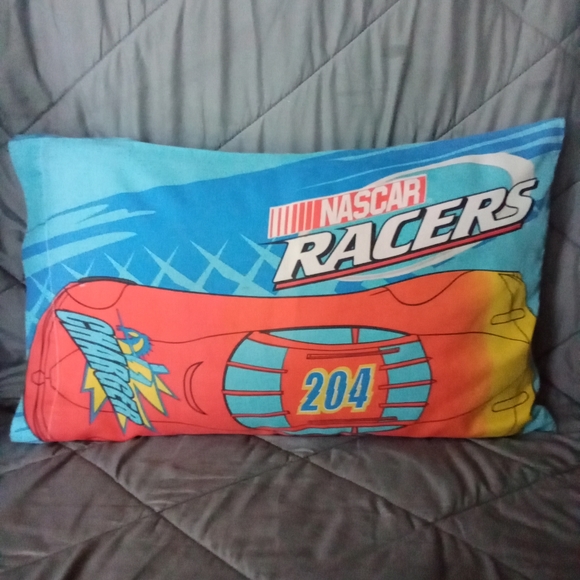 Vintage NASCAR Racers Pillow Case Fox Kids TV 2000's Cartoon Character Bedding - Picture 2 of 14
